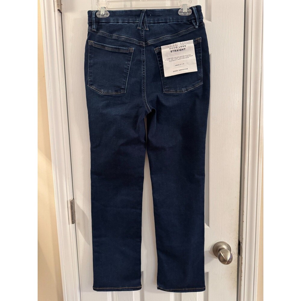 Good American Good Legs Straight Pull-On High Rise Jeans Sz 3 Indigo Wash 27.5" - Picture 3 of 12